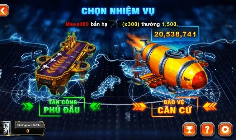 Cách Chơi Bắn Cá Đại Chiến B52 Tại Cat368 Thắng Lớn Cực Nhanh 2 Chọn nhiệm vụ trong game Bắn Cá Đại Chiến B52 Tại Cat368