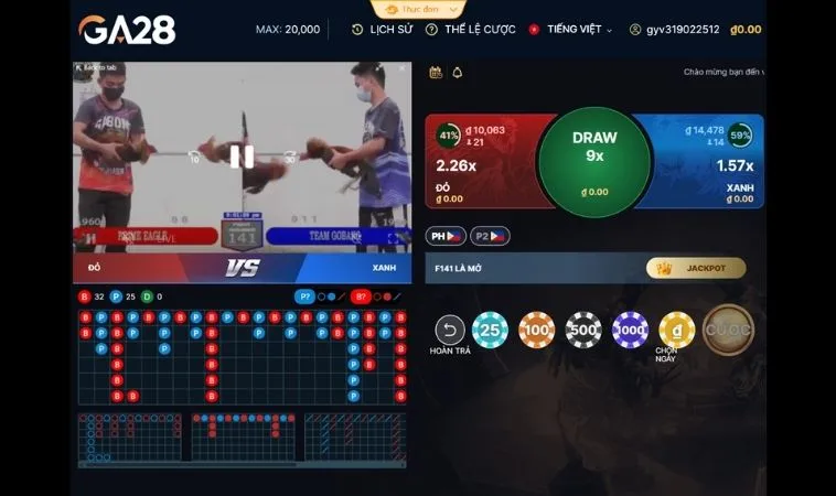Chiến Lược Cách Chơi Đá Gà GA28 Tại Cat368 Ăn Tiền Cực Khủng 2 Giao diện cá cược Đá Gà GA28 Tại Cat368