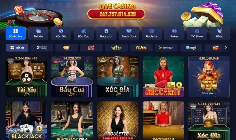 Sảnh Live Casino Cat368 thiết kế đẹp, sống động